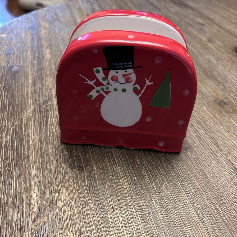 Casa Vero by ack Napkin holder Red Holiday Snowman Kitchen Christmas Holiday